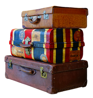 Valise, Empiler, Vieille, Antique