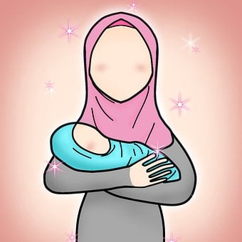 Musulman, Mère, Bébé, Islam, Religion