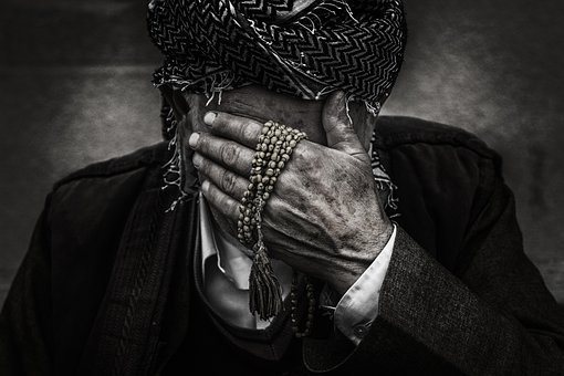 Portrait, Vieille, Homme, Triste, Honte
